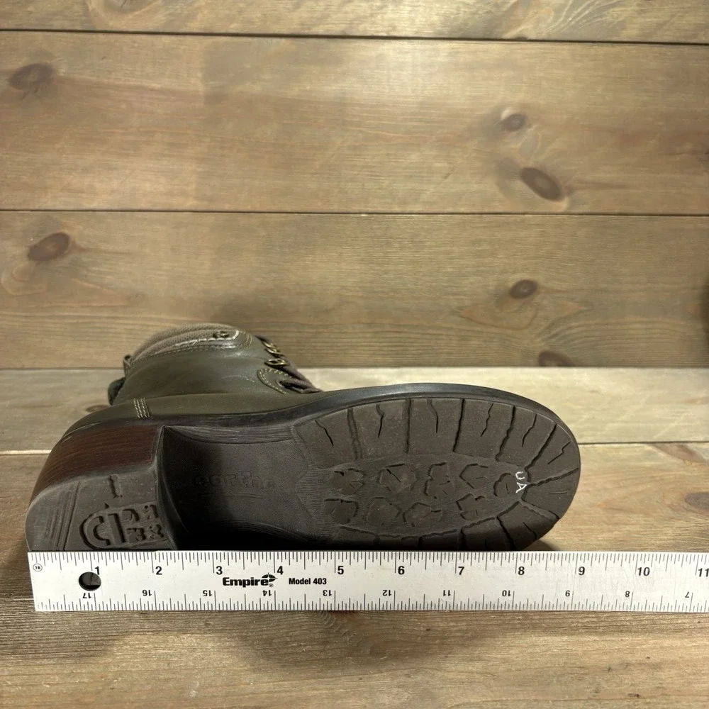 earth denali anchor womens size 7.5 shoes green leather heel combat boots - Picture 11 of 11